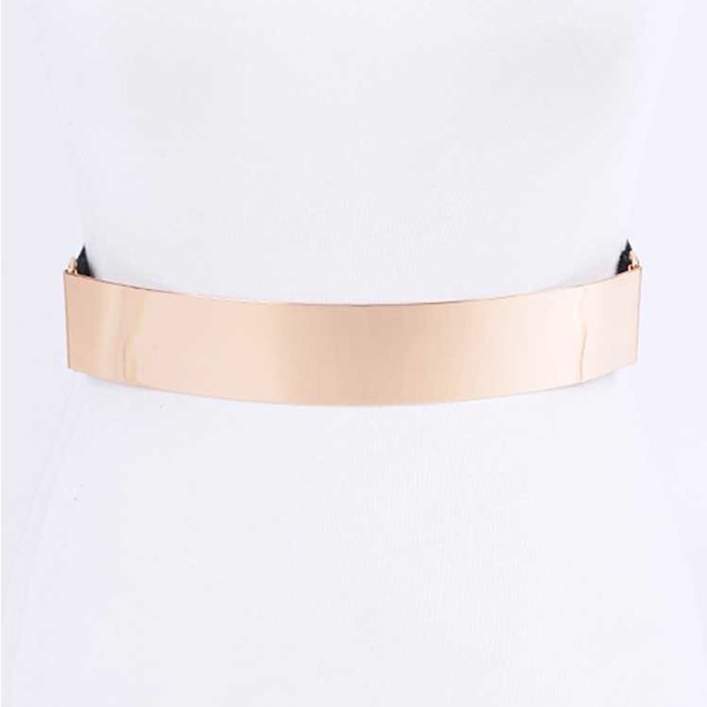 Size Metallic Plaque Elastic Statement Belt
